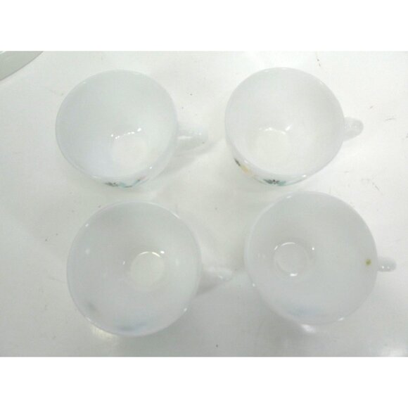Vintage Anchor Hocking Fire-King Milk Glass Snack 3 Sets 4 Cups & Plates Atomic - Picture 5 of 9